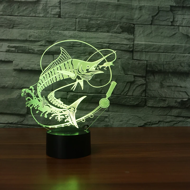 Светодиодная 3d лампа для рыбалки ночсветильник с питанием от USB и сенсорным