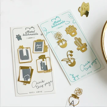 

4 pcs/lot Creative Plant cactus bookmark stationery metal bookmarks for book holder school supplies papelaria