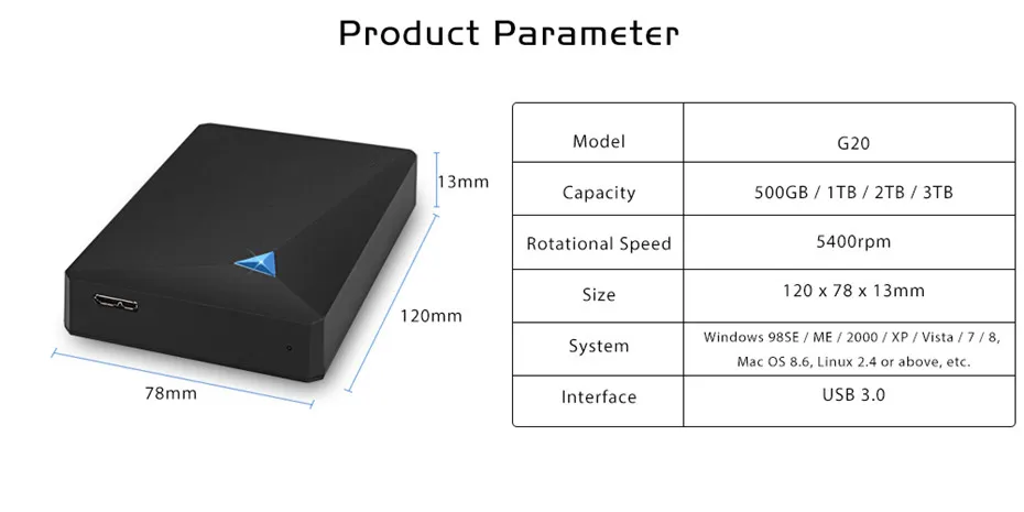 Eaget G20 500 Гб/1 ТБ/2 ТБ/3 ТБ USB 3,0 внешний жесткий диск ударопрочный полное шифрование жесткого диска 2," Портативный жесткий диск 1 ТБ для ПК