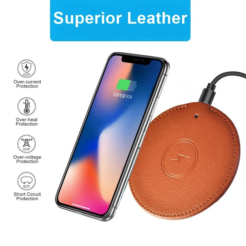 Превосходное кожаное Беспроводное зарядное устройство Tongdaytech Qi для iPhone X Xs MAX XR 8