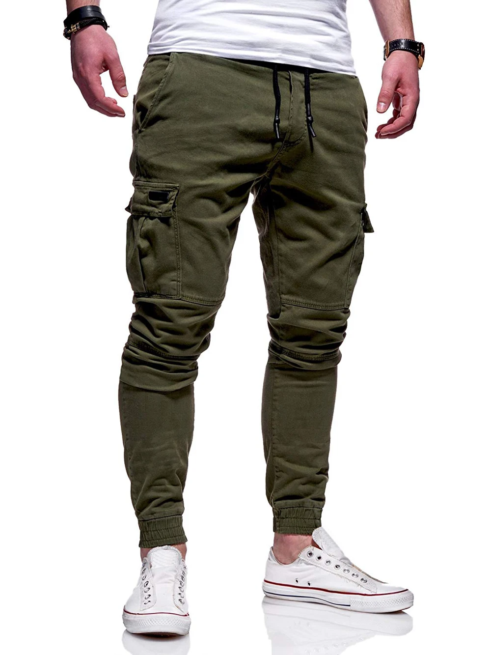 Men'S 2019 New Brand Tether Elastic Sports Trousers Long Paragraph Casual Pants Classic Three-Dimensional Patch Pocket