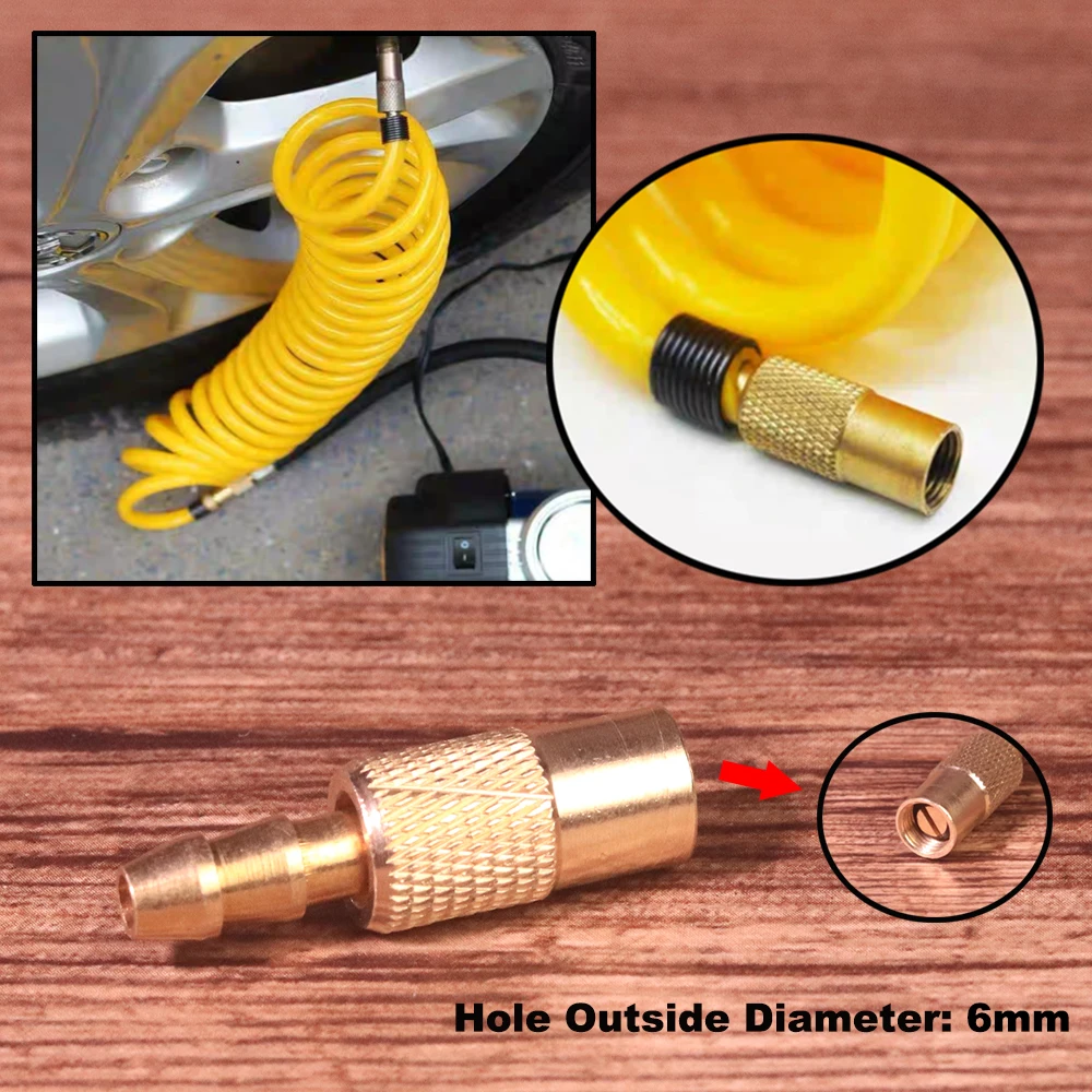 

1PC 6mm Auto Brass Tyre Wheel Tire Air Chuck Inflator Pump Valve Clip Clamp Connector Adapter Car Accessories