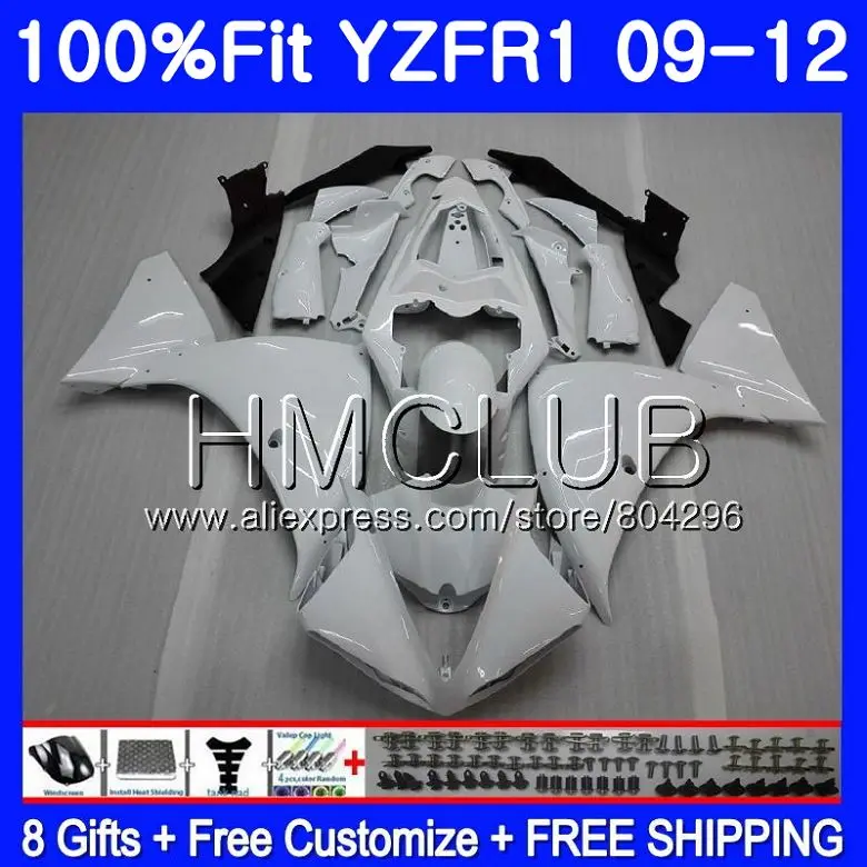 

Injection For YAMAHA YZF R 1 YZF-1000 YZFR1 09 10 11 12 111HM.18 YZF1000 YZF-R1 Gloss white YZF R1 2009 2010 2011 2012 Fairings
