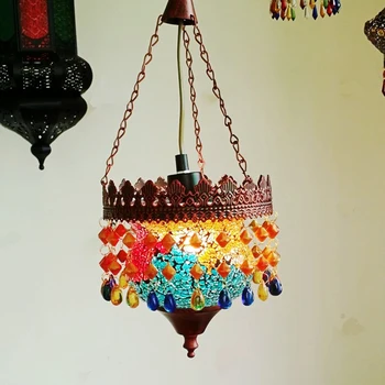 

Cafe pendant light Bohemian Stained Glass Light Mosaic Features Creative Lighting Halal Style Decoration pendant light WL5051117