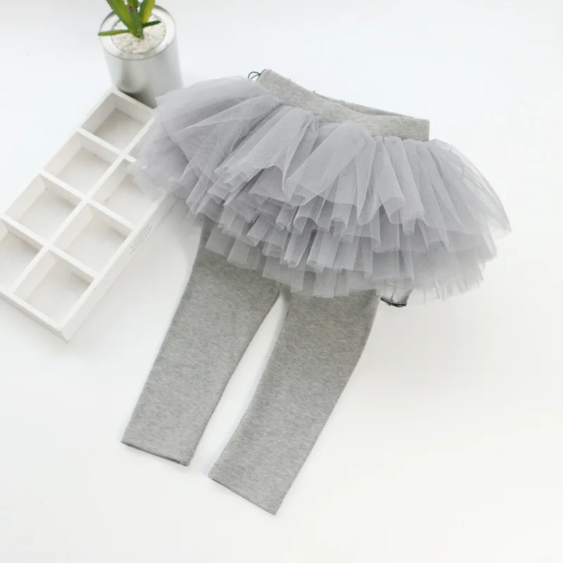 Юбка-пачка для девочек г. Детская одежда обтягивающие длинные штаны юбка-брюки из вуали для девочек, леггинсы вечерние юбки для танцев - Цвет: Solid color Grey