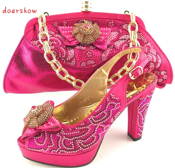 

doershow Latest lady Italian design matching shoes and bag set for wedding and party PQS1-15