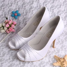 Latest Design Rhinestone Crystal Open Toe Platform High Heel Wedding Shoes for Women White