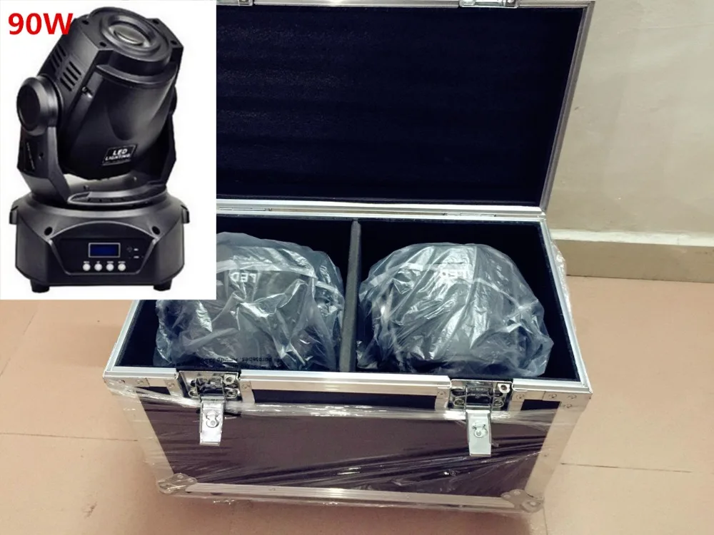 

2pcs/lot 90W LED moving head + flight case 90W spot moving head light led 90w spot light stage dj movinghead equipment