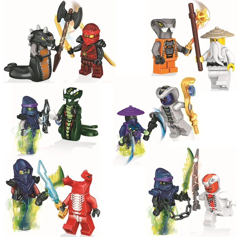 

12pcs Movie Characters Rattla Fangdam Pythor Snake Bronk Little people Building Blocks Compatible LegoINGlys NinjagoINGlys 2019