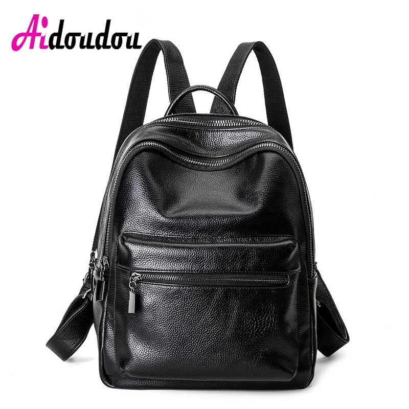 

AIDOUDOU BRAND Women Casual Pu Punk Style Large Capacity Multi-Purpose Backpack Rucksacks For Girls High Quality Exquisite Black