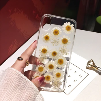 

Qianliyao Dried Real Flower Handmade Clear Pressed Phone Case For iPhone 11 Pro Max X XS Max XR 6 6S 7 8 Plus SE 2020 Soft Cover