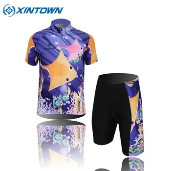 

XINTOWN 2018 Professional Children Riding Suit Breathable Kid Cycling Jersey Set Boy Girls Ropa Ciclismo Kit with 3D Pad