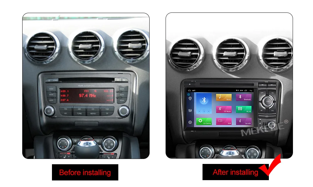 Perfect MEKEDE HD 1024x600 Android 9.1 2 DIN Car DVD GPS For Audi TT MK2 8J 2006 2007 2008 2009 2010 2011 2012 multimedia player radio 5