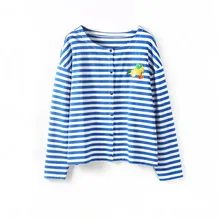 В полоску из хлопка с длинным рукавом футболки французский Стиль Вязание lemon вышивка