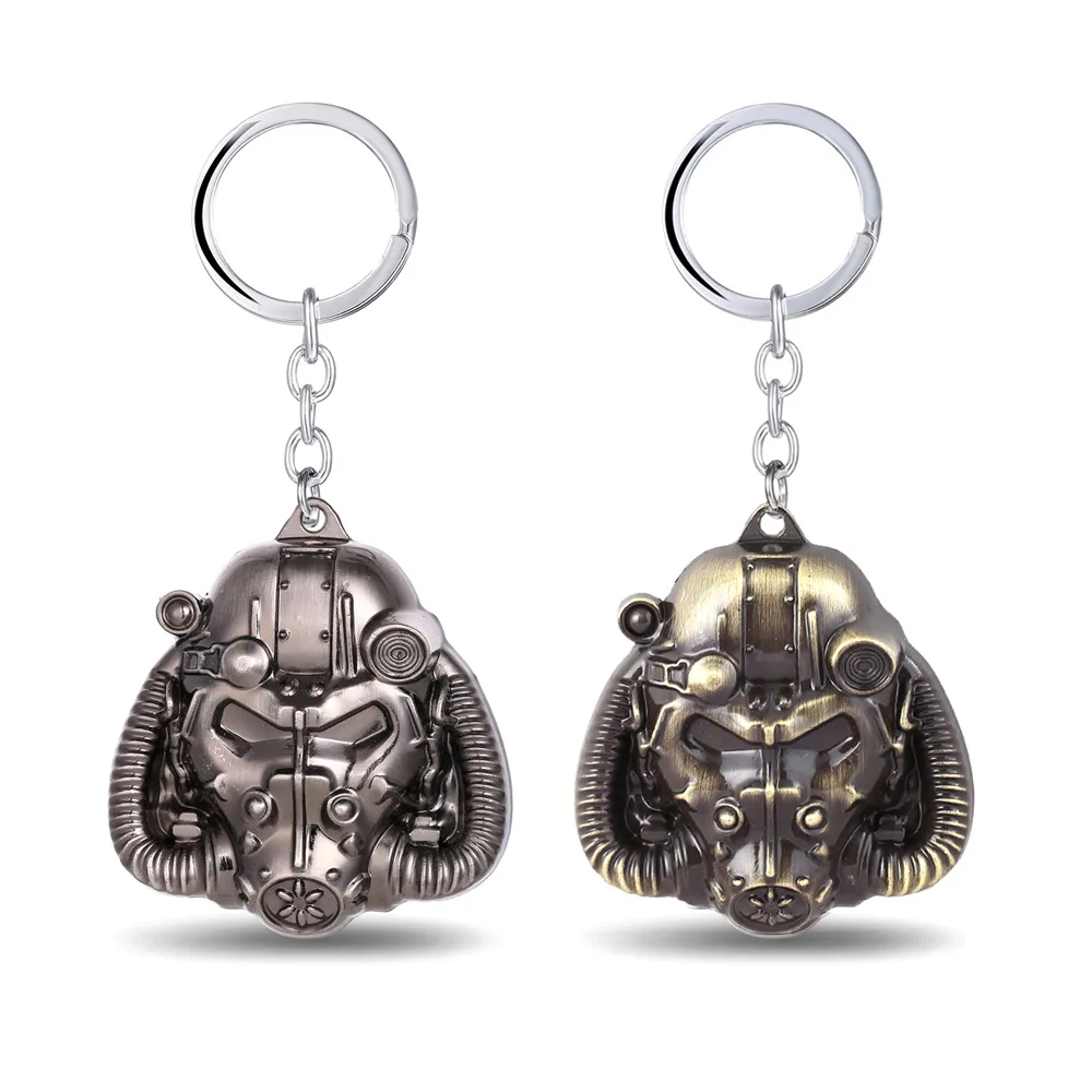 

Vintage Gas Mask Keychain Silver Bronze Game Fallout 4 Vault Steampunk Women Man Key Chain Pendant Bag Accessories