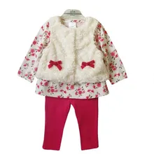 Новинка; одежда для маленьких девочек; жилет с принтом из трех предметов; пальто; одежда для малышей; одежда для маленьких девочек; 6GST037