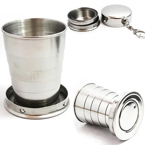 

Kitchen Gadgets 75ml telescopic water cup Portable Collapsible Cup Stainless Steel Teacup Outdoor Travel Folding Drink Water Cup