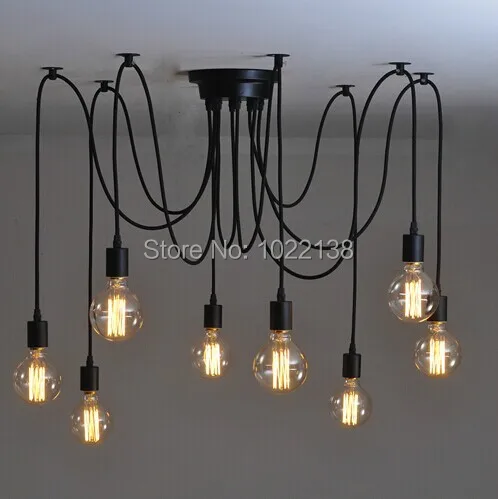 Black Spider Chandelier Lamp Vintage Retro Pendant Lamps E27 E26 ... Black Spider Chandelier Lamp Vintage Retro Pendant Lamps E27 E26 ...