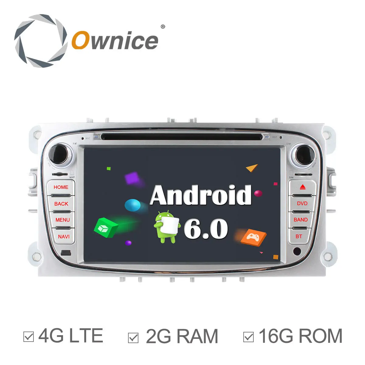 Ownice C500 Android 6.0 4 Core 2 ГБ RAM Автомобиля Стерео GPS Navi для Ford Focus S-max Kuga Mondeo Радио