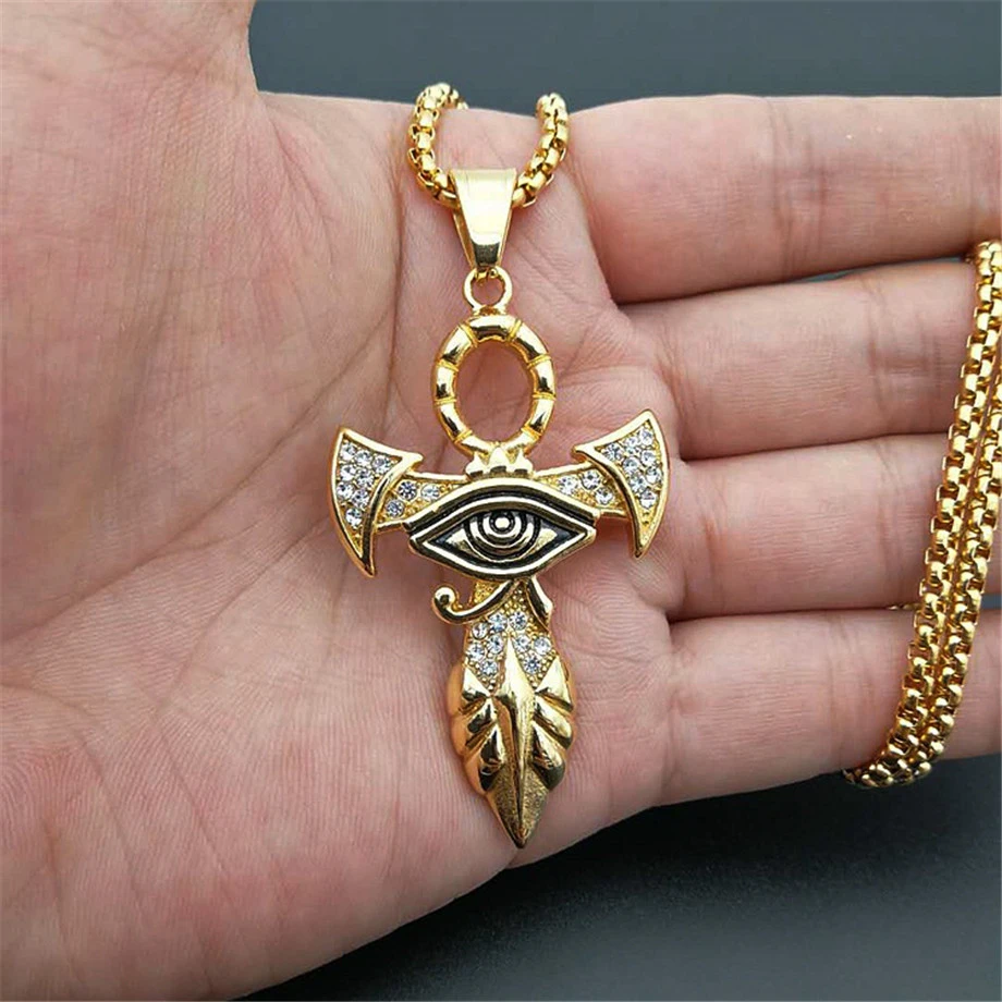 NBKING Coptic Ankh Cross Religious Pendant Necklace Stainless Steel Jewelry for Men Women 