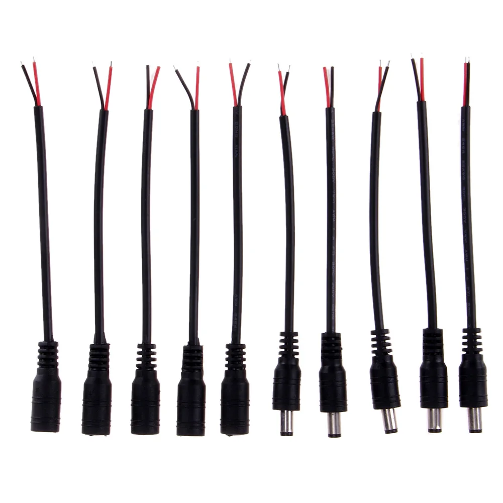 

5pcs/set DC LED Connectors Extensio with Lock Buckle,5.5*2.1mm Male Female Jack Adapter for Led Strip Power Adapter Plug Cord