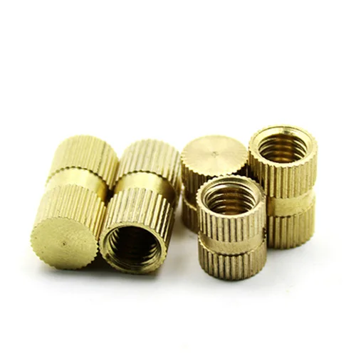 

20pcs M5 Type B Blind hole single pass brass nut Injection molding Copper inlay Cu embedded parts OD 7.3mm Knurled nut 8-20mm H
