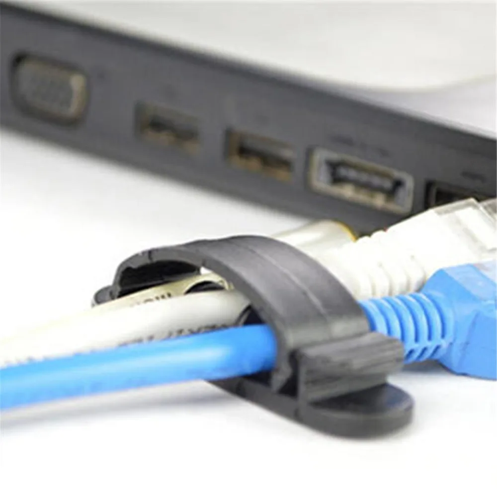 

Fuloophi 10 Pcs USB Cable Organizer Wire Holder Cable clip kabel cord switch winder cable clamp