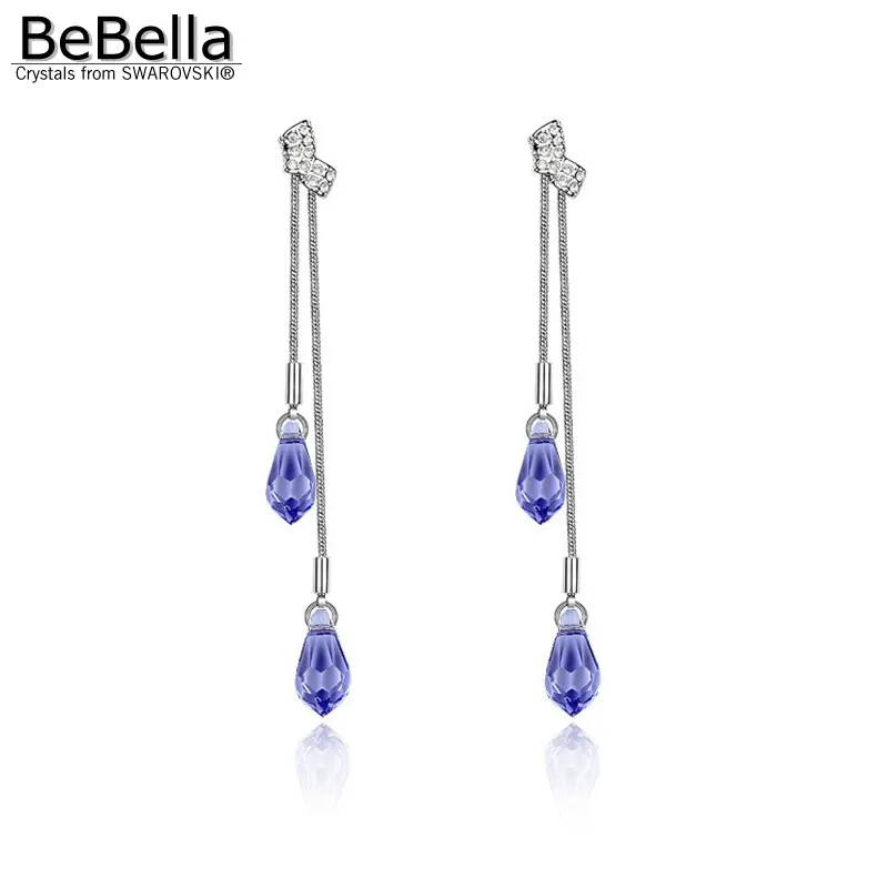 Женские Висячие серьги BeBella прозрачные висячие с кристаллами Swarovski модные