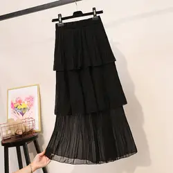 2019 Новая мода Женская юбка летний торт нежный плиссированные юбки Тюлевая Женская юбка B