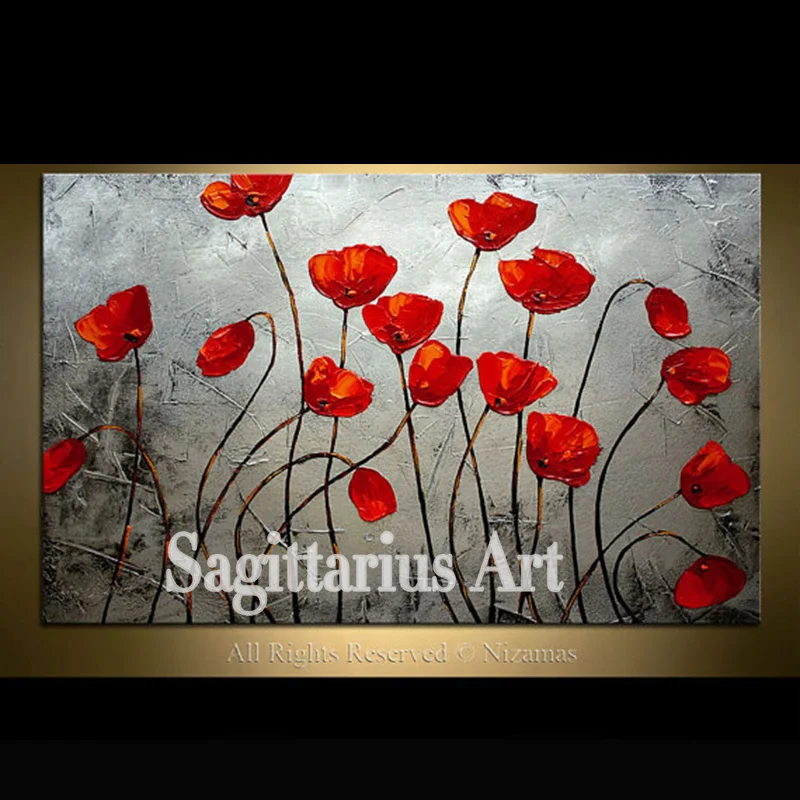 

Hand Painted Wall Art ABSTRACT embracing Poppies Wall Decor Red Landscape Abstract Canvas Painting Contemporary Art Home Decor