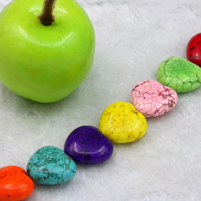 New Fashion!16mm Multicolor Turkey Stone heart shape loose  beads 15