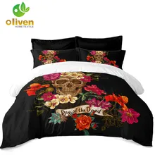 Halloween Bedding Set Sugar Skull Colorful Flowers Print Duvet Cover Set Day of the Dead Bedding Pillowcase Home Decor 3Pcs D35 Halloween Bedding Set Sugar Skull Colorful Flowers Print Duvet Cover Set Day of the Dead Bedding Pillowcase Home Decor 3Pcs D35