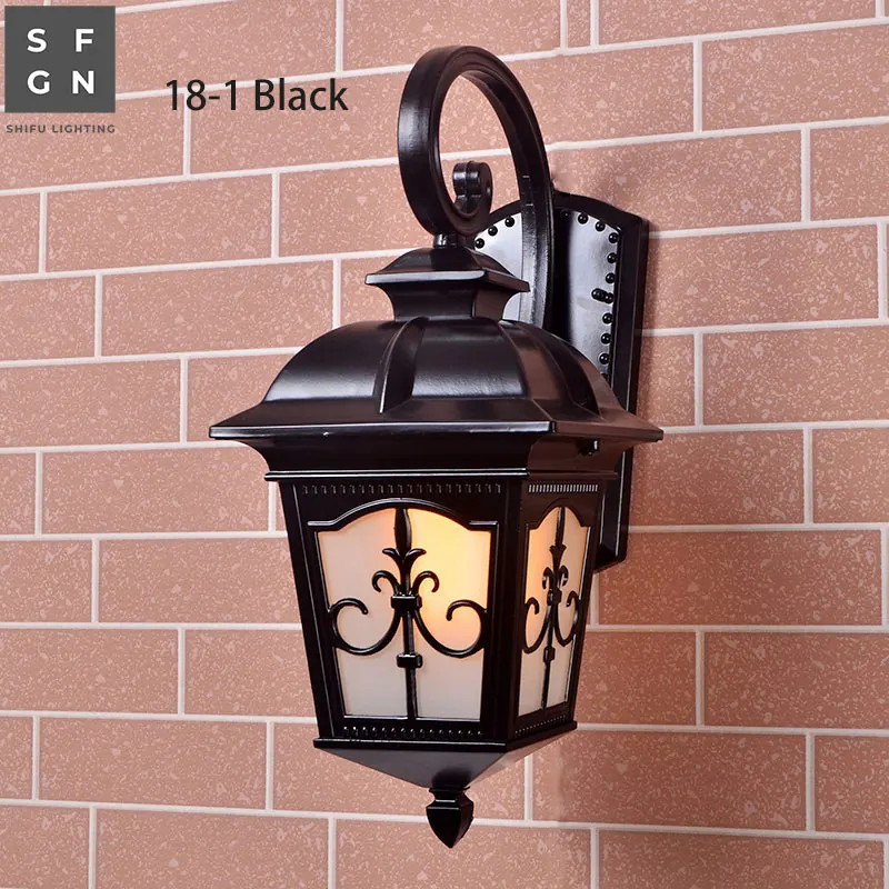 Светодиодный наружный светильник ing Европейский тип настенный светильник наружный светильник со светодиодным балконным Светильник Алюминиевый E27 лампа - Испускаемый цвет: 18-1 Black