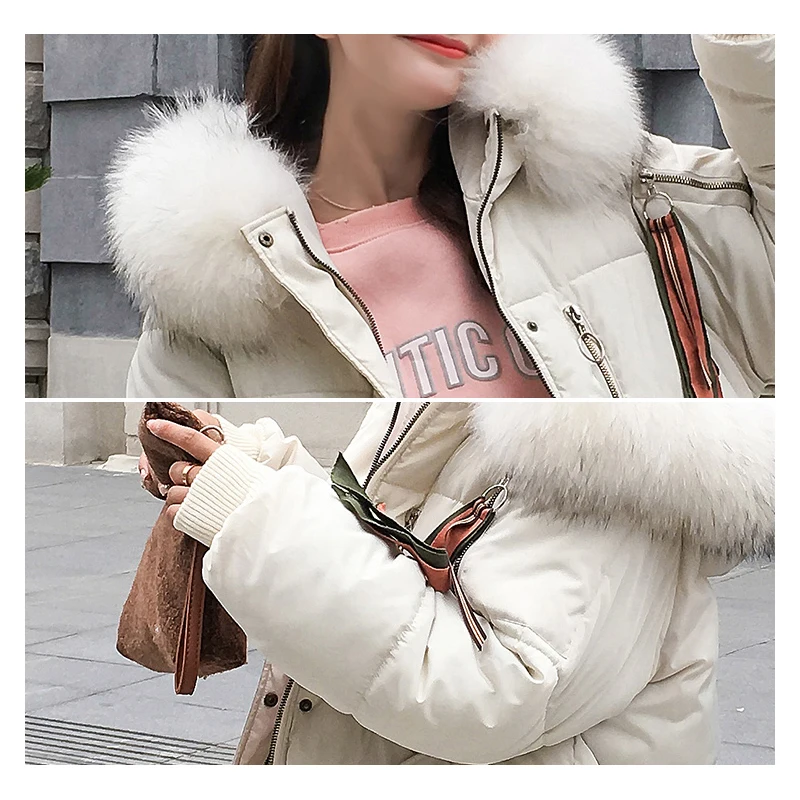 Coton 2018 Noir fuchsia Noir Hiver Manteaux Doublure Dames Laveur blanc Artificielle gris Veste Rembourré Cheveux Épais Deodar Femmes Collier Raton Femelle Parka Nouveau wZBHIOxq