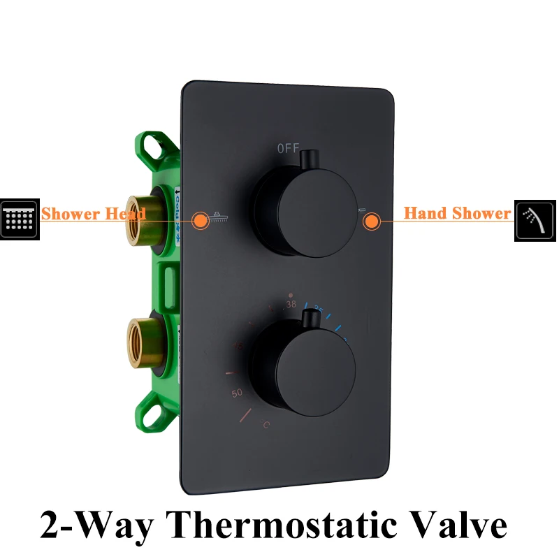 Матовый черный 2 способа/3 способа термостатический клапан смеситель для ванной комнаты душевой кран аксессуар температура воды скрытый контроль переключатель - Цвет: 2 Way Mixer