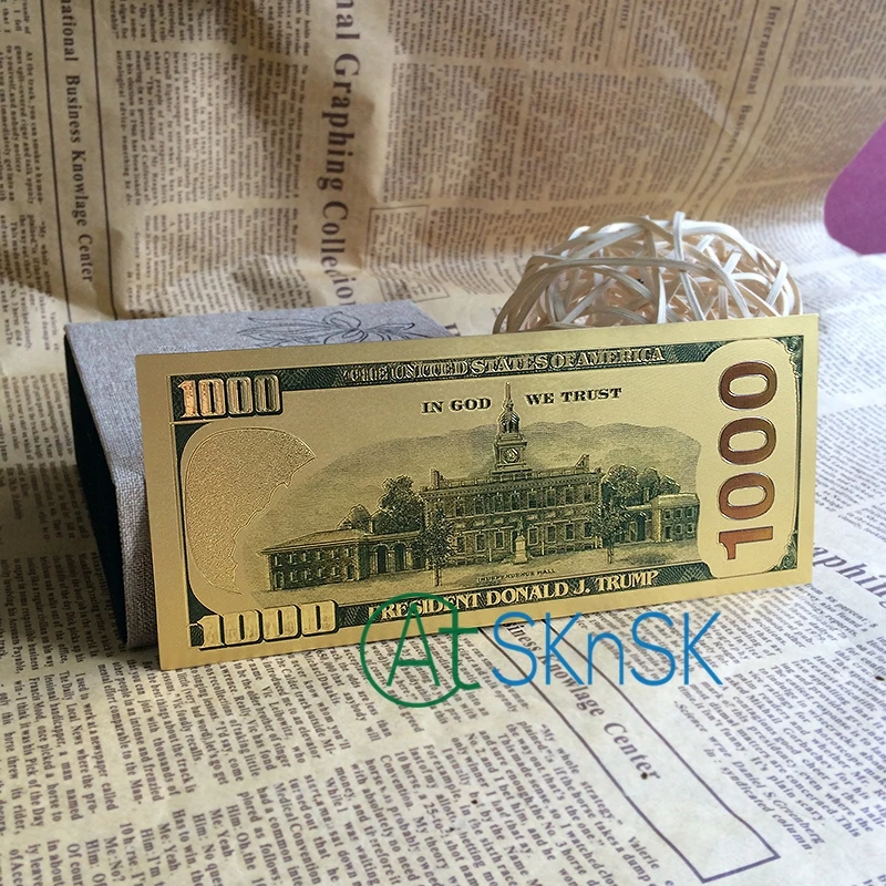 10 шт./лот Дональд Трамп комплект золотых банкнот в долларах США покрытые 24