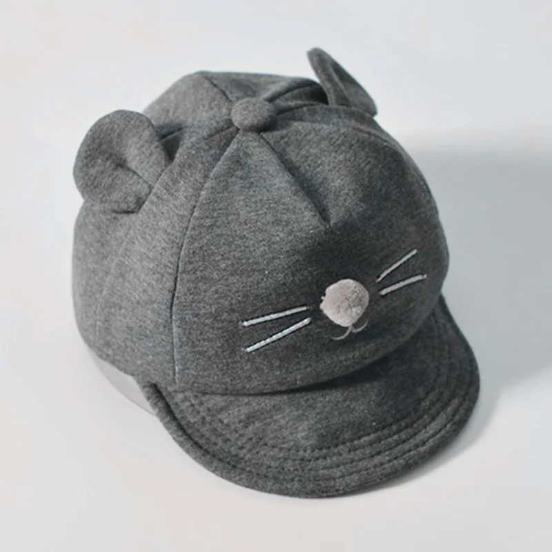 Новая детская шляпа, дизайн с котом из мультфильма, детская бейсболка для мальчиков и девочек, летняя шляпа, хлопковые сетчатые кепки, козырьки для девочек GH213 - Цвет: Темно-серый
