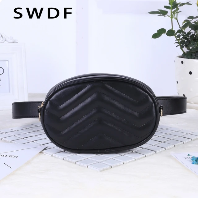Belt Bag Waist Bag Round Fanny Pack Women Luxury Brand Leather Handbag Red Black Beige 2018 Summer High Quality Drop Shipping