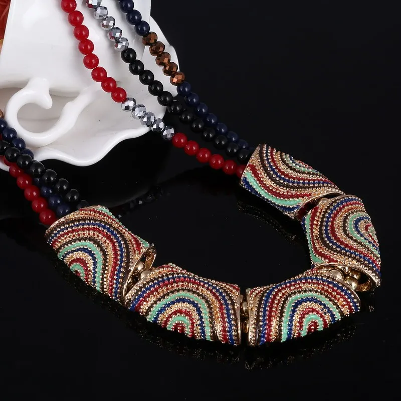 MINHIN, Новое поступление, цветное богемное колье, ожерелье, три слоя, бисерная цепочка, ожерелье для женщин, специальное этническое ожерелье