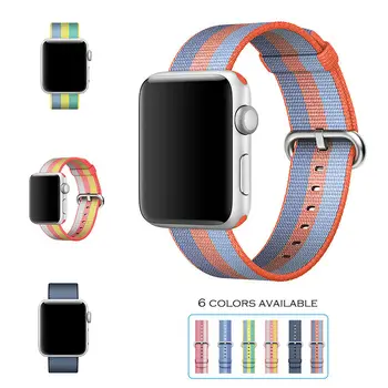 

New 2018 band for apple watch series 1 2 3 4 woven nylon band fabric-like feel strap for iWatch colorful pattern classic buckle