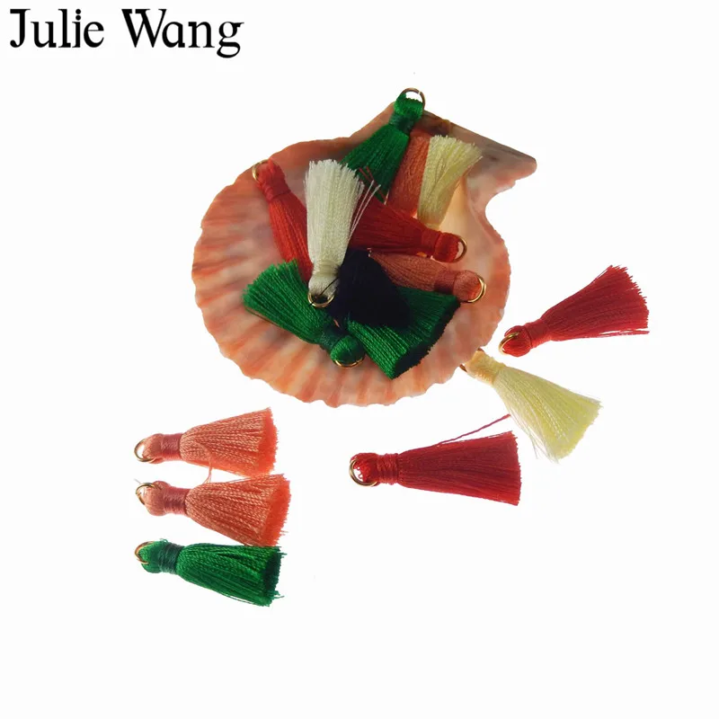 Julie Wang 10PCS Colorful Alloy+Cotton Tassel For Earring Pendant Charms Keychain Cellphone Straps Purses Jewelry Accessories Julie Wang 10PCS Colorful Alloy+Cotton Tassel For Earring Pendant Charms Keychain Cellphone Straps Purses Jewelry Accessories