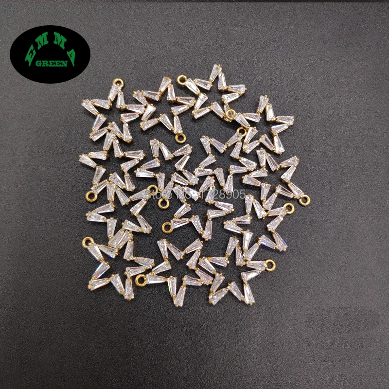 

Zircon Crystal Charms Pendant Geometric Star shape Copper Earring Making Charm 10 pcs 16 mm for DIY Jewelry Making Accessories