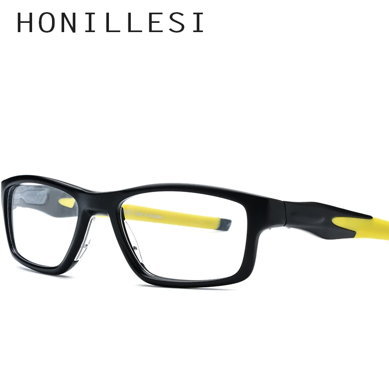 TR90 спортивные оптические очки, оправа для мужчин, высокое качество, квадратные очки, очки для баскетбола, близорукости, уличные очки по рецепту - Цвет оправы: Цвет: желтый