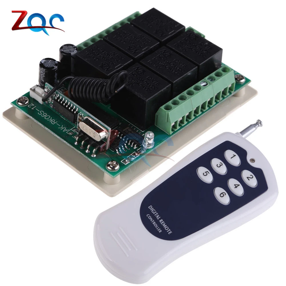 DC 12V 6-Channel RF Wireless Remote Control Switch Transmitter Module 315MHz