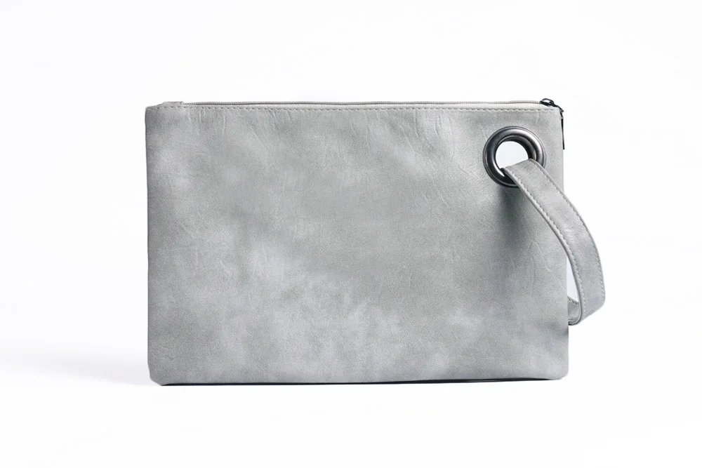 Горячая Распродажа, модная однотонная женская сумка-клатч, кожаная сумка-конверт, клатч, вечерняя сумка, женские клатчи, сумочка, bolsa feminina - Цвет: Gray