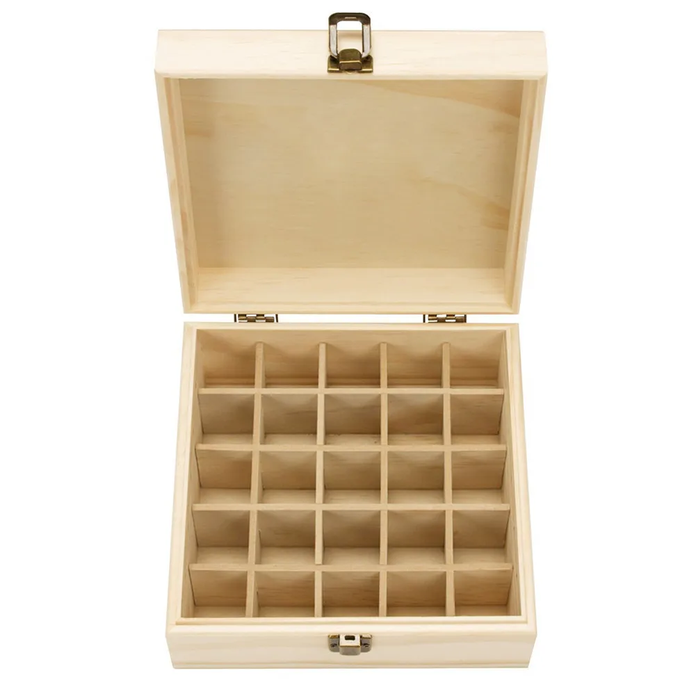 25 слотов деревянный Эфирное Масла коробка из массива дерева ароматерапия бутылки чехол для хранения держатель Организатор 18,6x18,6x18,5 см