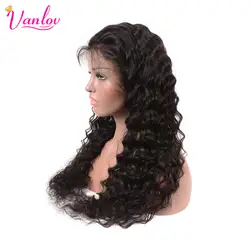 360 Синтетические волосы на кружеве человеческих волос парики для Для женщин глубокая волна парик предварительно сорвал кружева парик с