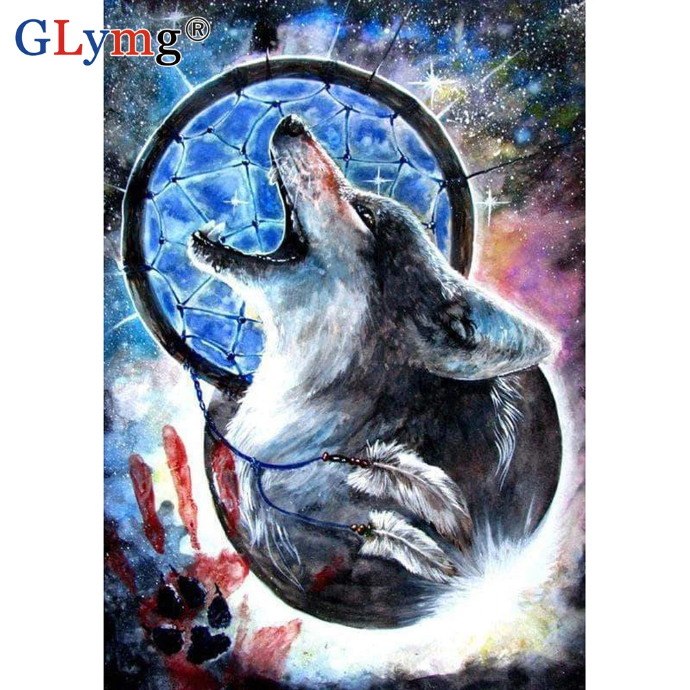 GLymg Needlework Diy Diamond Painting Full Drill Wolf Ball Diamond Embroidery Cross Stitch Rhinestones Embroidery Home Decor