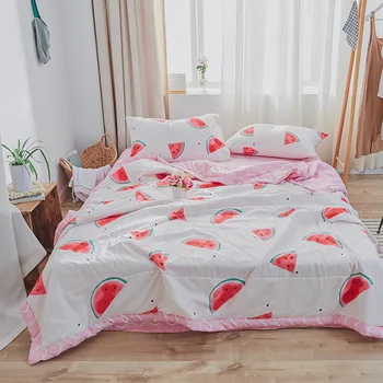 

1PCS Watermelon Quilt Soft Polyester Fiber Solid Color Quilt Men'S And Women'S Single Double Double Blanket Household Bedding