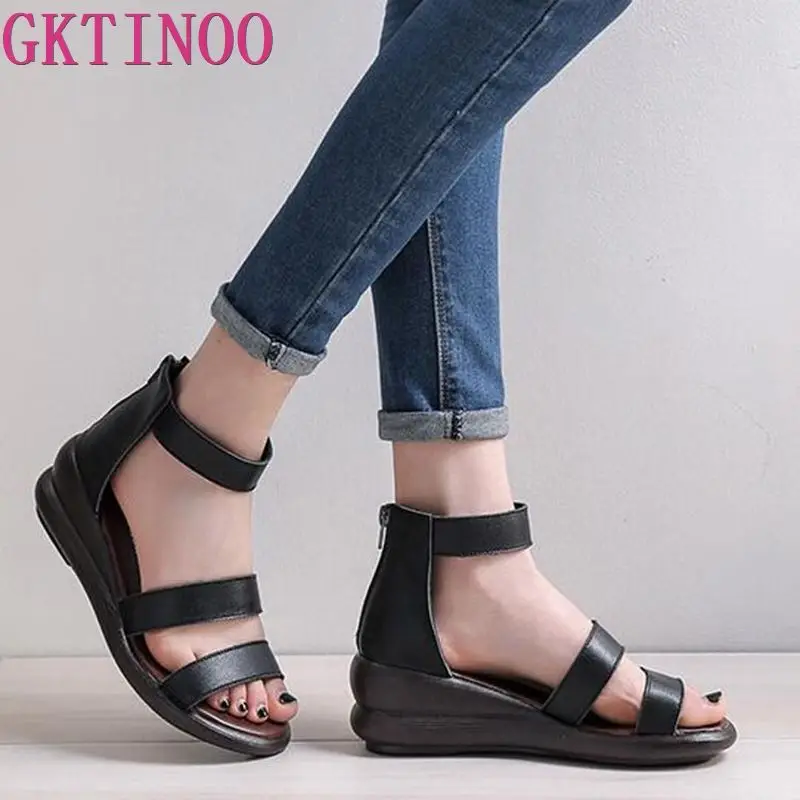 

GKTINOO Women Sandals Gladiator Sandals For Beach Summer Shoes Woman Rome Flat Sandals Soft Flip Flop Female Summer Sandals